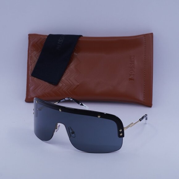 Missoni MIS 0185/S 0807 IR Shield Sunglasses - Black Gold/Grey - Picture 1 of 11